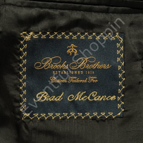 Brooks Brothers Suit Mens 46 Tall Black Flannel Wool Half Lined Bespoke - Picture 6 of 15